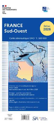CARTE OACI / SIA (Ex-IGN) 1:500 000e SUD-OUEST 2026 (VERSION PAPIER)